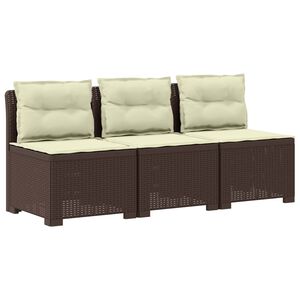 vidaXL 3-vietė sodo sofa su pagalvėlėmis, Rattan i&scaron;vaizda PP Ruda