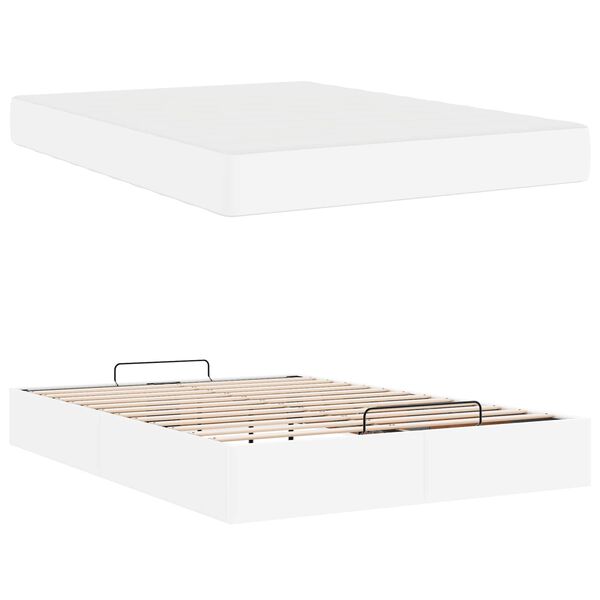 vidaXL Lovos rėmas su čiužiniu su čiužiniu 2 pcs Balta PVC