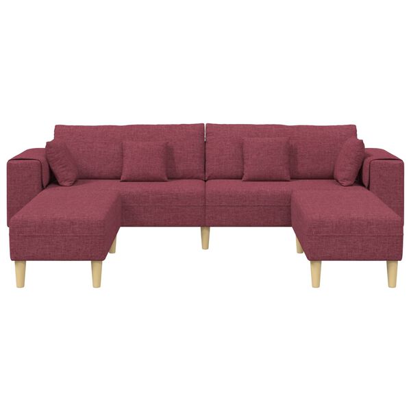 vidaXL Sofa su pagalve 3 pcs Vyno raudona audinys