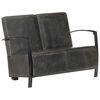vidaXL Dvivietė sofa, baltintos pilkos spalvos, tikra oda