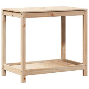 vidaXL Sodinimo stalas su lentyna, 82,5x50x75cm, pu&scaron;ies masyvas