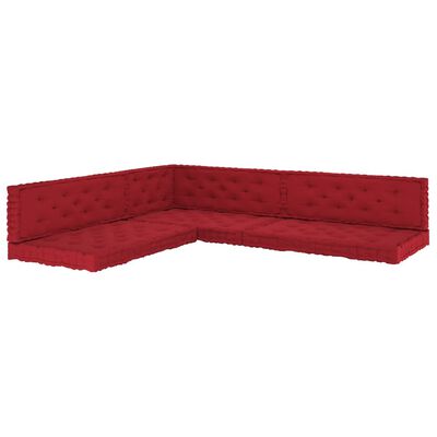 vidaXL Grindų/paletės pagalvėlės, 7vnt., tamsiai raudonos, medvilnė