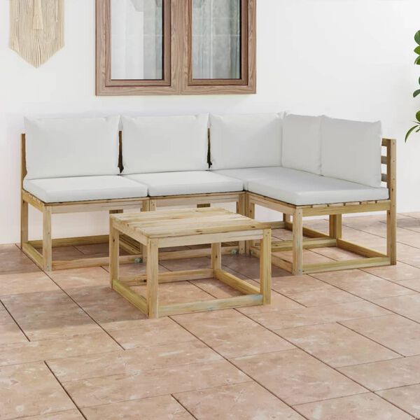 vidaXL Sodo komplektas su kreminės spalvos pagalvėlėmis, 5 dalių