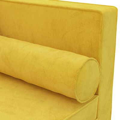 vidaXL Poilsio sofa su pagalvėmis ir ilga pagalve, geltona, aksomas