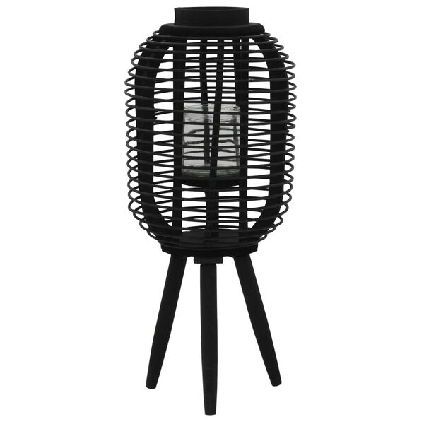 vidaXL Laisvai pastatomas žibintas žvakei, juodos spalvos, bambukas