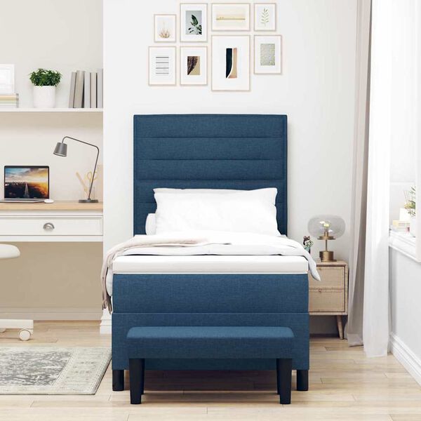 vidaXL Kiemas lova su čiužiniu Mėlyna 100 x 200 cm audinys