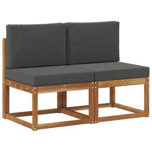 vidaXL 2 Vienetas Lauko Vidurinis Sofa Kietos akacijos mediena
