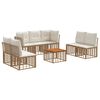 vidaXL Lauko sofos komplektas 8 pcs Natūralus ir grietinėlės baltas