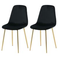 Venture Home Valgomojo kėdės Polar, 2vnt., juodos/žalvario, aksomas