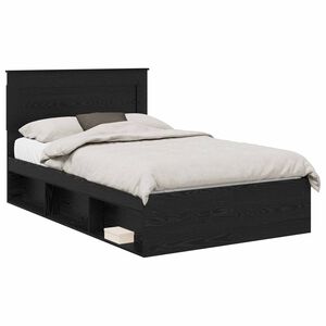 vidaXL Lovos rėmas su stalčių Juoda 120 x 190 cm Kietos pu&scaron;ies mediena