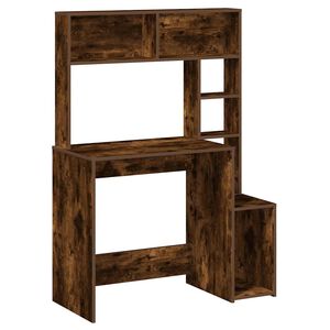vidaXL Ra&scaron;omasis stalas su lentynomis, dūminio, 100x45x140cm, mediena