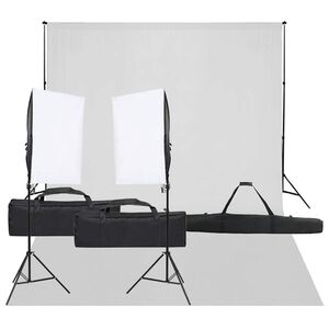 vidaXL Fotostudijos rinkinys su ap&scaron;vietimo rinkiniu ir fonu