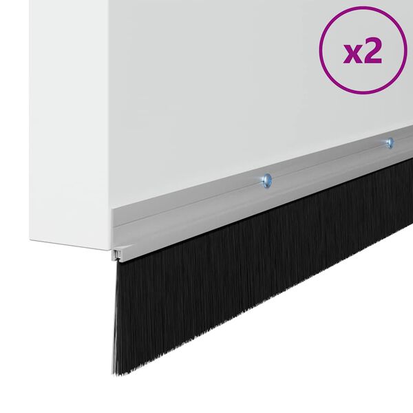 vidaXL Sukabinamų durų šepetėlių sandarikliai 2 pcs Sidabro 100 cm