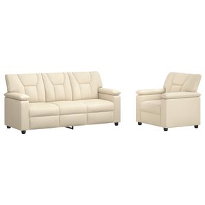 vidaXL Sofos komplektas 2 pcs Kreminė Dirbtinė oda