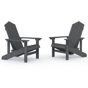 vidaXL Sodo Adirondack kėdės, 2vnt., antracito spalvos, HDPE