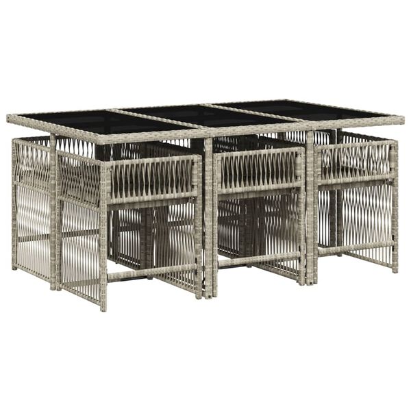 vidaXL Sodo komplektas su pagalvėlėmis, 7 dalių, pilkas, poliratanas