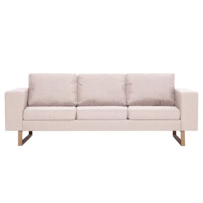 vidaXL Trivietė sofa, kreminės spalvos, audinys