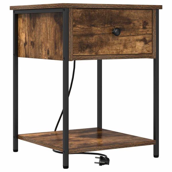 vidaXL &Scaron;alia lovos spintelė su stalčių Rūkyta ąžuolas 42 x 41 x 56 cm