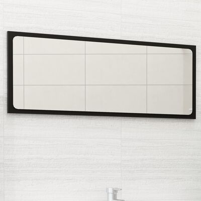 vidaXL Vonios kambario veidrodis, juodos spalvos, 90x1,5x37cm, MDP