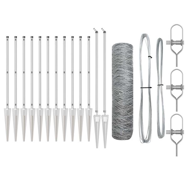 vidaXL Tvorelės stulpas Sidabro 25 x 0,5 m (50 mm tinklas) Plienas