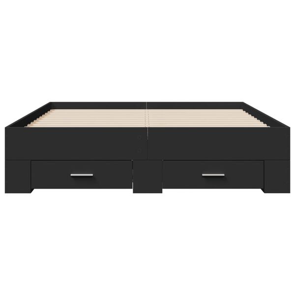 vidaXL Lovos rėmas su stalčiais, juodas, 120x200cm, apdirbta mediena