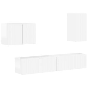 vidaXL TV sieninio kabineto komplektas 4 pcs Auk&scaron;tai blizganti balta
