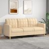 vidaXL Trivietė sofa, kreminės spalvos, 180cm, audinys