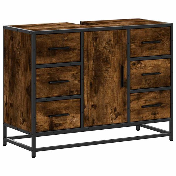 vidaXL Vonios spintelė praustuvui, dūminio ąžuolo, 80x33x60cm, mediena