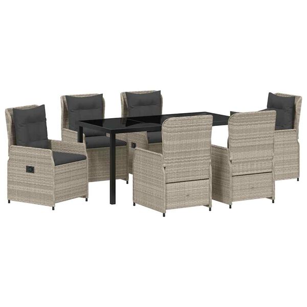 vidaXL Sodo valgomojo komplektas 7 pcs &Scaron;viesiai pilka poliratanas