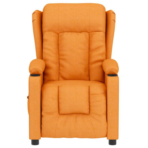 vidaXL Elektrinis masažinis krėslas, tamsiai geltonos spalvos, audinys