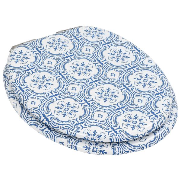 vidaXL Klozeto sėd. 2 d. su minkšto užd. dang., MDF, porceliano raštų