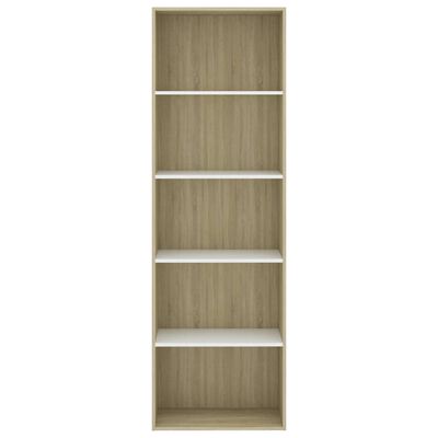 vidaXL Spintelė knygoms, 5 aukštų, balta/ąžuolo, 60x30x189cm, mediena
