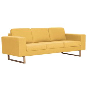 vidaXL Trivietė sofa, geltona, audinys