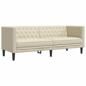 vidaXL Trivietė chesterfield sofa, kreminės spalvos, dirbtinė oda