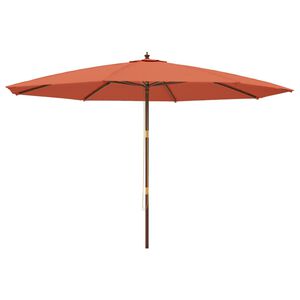 vidaXL Sodo skėtis su mediniu stulpu, terakota spalvos, 400x273cm