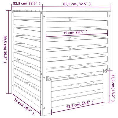 vidaXL Komposto dėžė, 82,5x82,5x99,5cm, pušies medienos masyvas