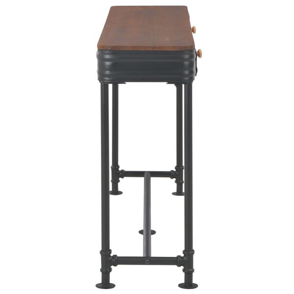 vidaXL Konsol. staliukas su 2 stalčiais, 120x30x76cm, eglės med. mas.