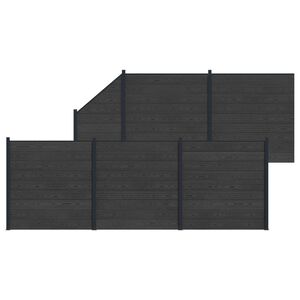 vidaXL Tvoros rinkinys 6 vnt. 965 x 186 cm WPC ir aliuminis Juoda
