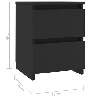 vidaXL Naktinės spintelės, 2 vnt., juodos spalvos, 30x30x40 cm, MDP