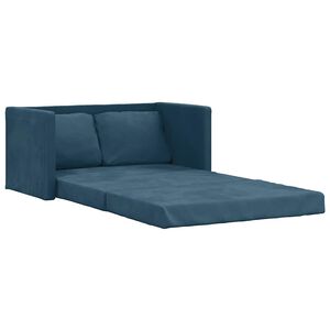 vidaXL Grindų sofa-lova, 2-1, mėlynos spalvos, 122x204x55cm, aksomas