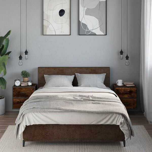 vidaXL Sieninės naktinės spintelės, 2vnt., dūminio, 40x31x39,5 cm