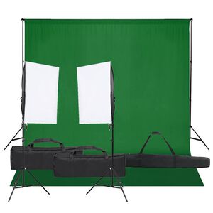 vidaXL Fotostudijos rinkinys su ap&scaron;vietimo rinkiniu ir fonu