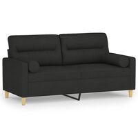 vidaXL Dvivietė sofa su pagalvėlėmis, juodos spalvos, 140cm, audinys
