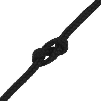 vidaXL Valties virvė, visiškai juoda, 3mm, 500m, polipropilenas
