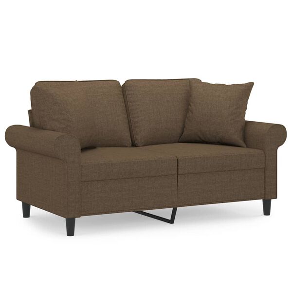 vidaXL Dvivietė sofa su pagalvėmis, ruda, 120cm, audinys