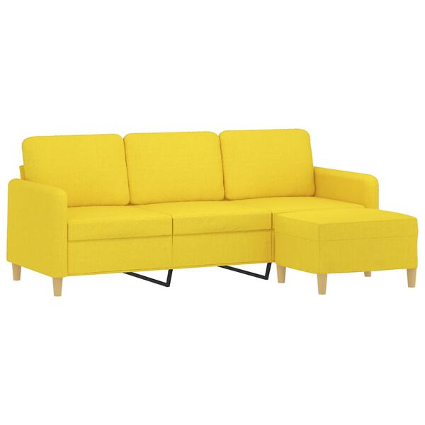 vidaXL Trivietė sofa su pakoja, &scaron;viesiai geltona, 180cm, audinys