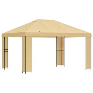 vidaXL Pavėsinė 4 &times; 3 m Kreminė Poliesteris ir plienas 190 gsm