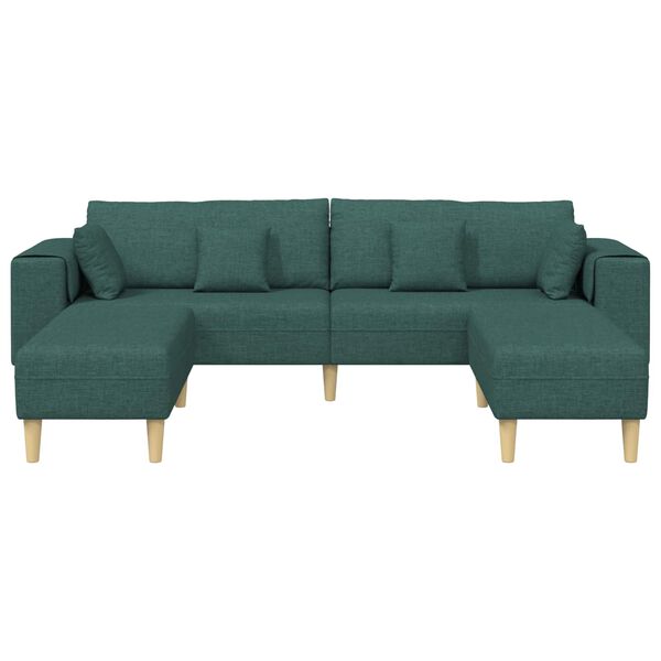 vidaXL Sofa su pagalve 3 pcs Tamsiai žalia audinys