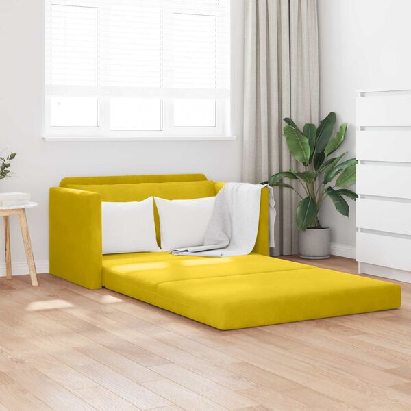 vidaXL Sofa lova 110cm Saulėgrąžų geltona Aksomas
