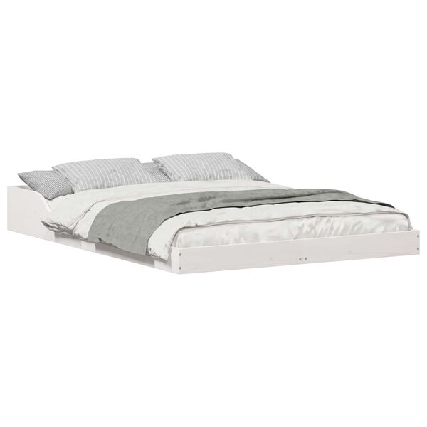 vidaXL Lovos rėmas Balta 120 x 200 cm Kietos pušies mediena